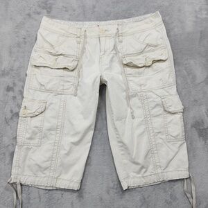 Vintage UNIONBAY Pants Juniors 13 Beige Cargo Capri Drawstring Hem Gorpcore Y2K